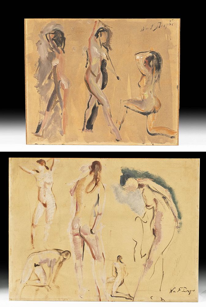 Appraisal: Lot of William Draper Paintings - Female Nudes s William