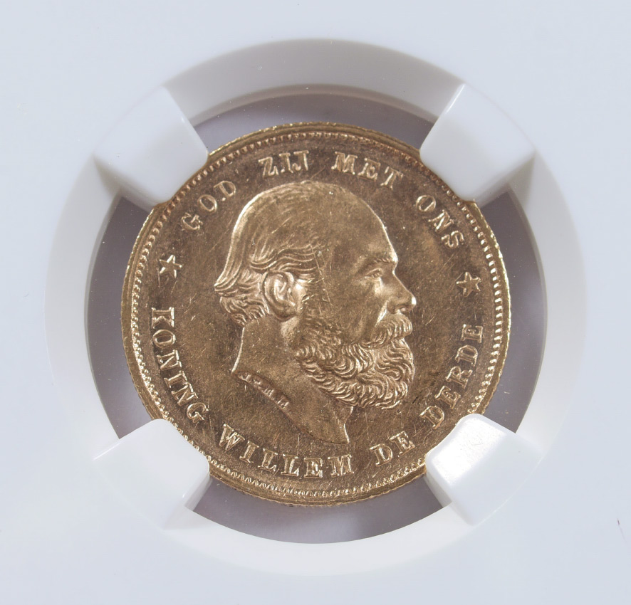 Appraisal: NETHERLANDS GOLD GUILDERS NGC MS Slabbed and graded by NGC