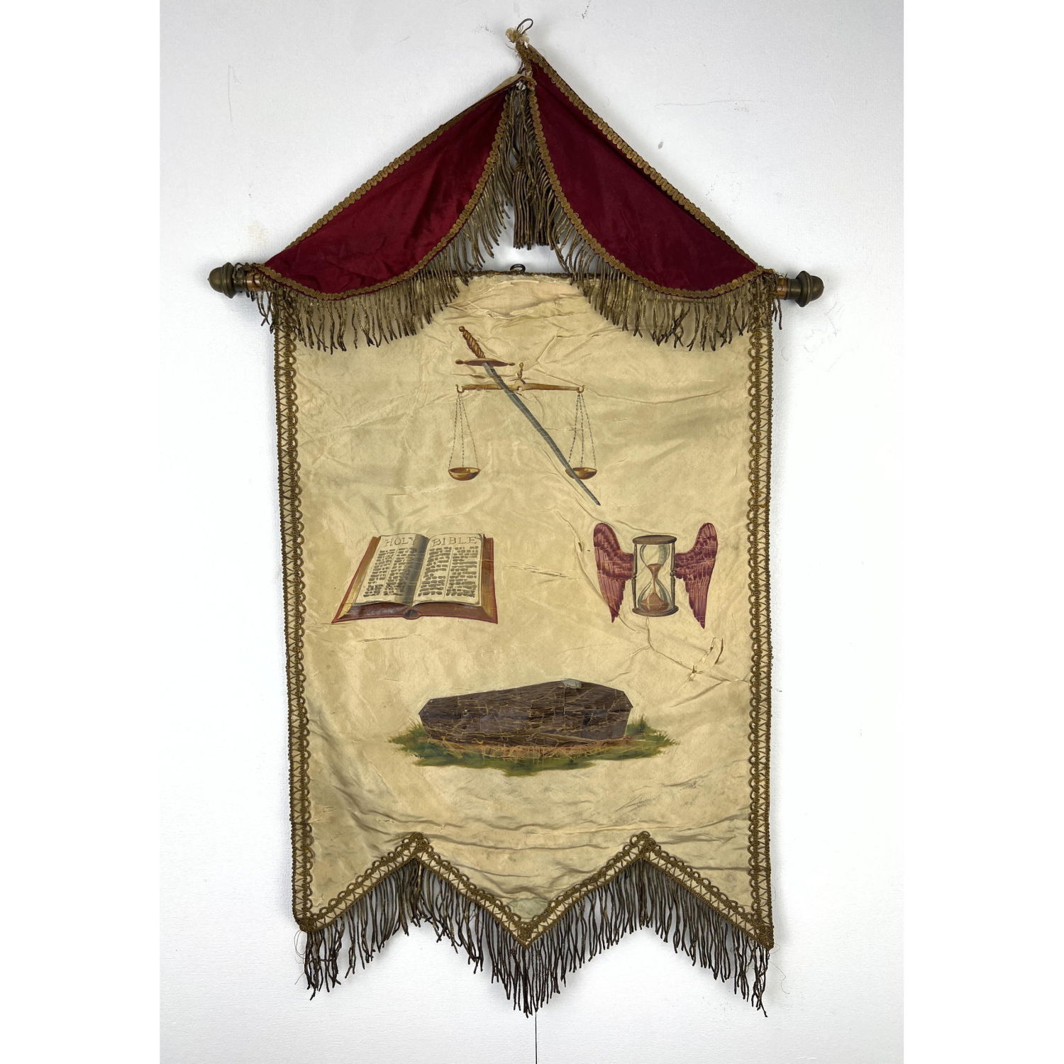 Appraisal: Silk Odd Fellows Eden lodge banner with coffin Wilmington Delaware