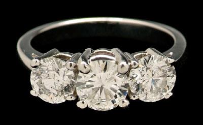 Appraisal: Diamond ring three round brilliant-cut diamonds total estimated weight cts