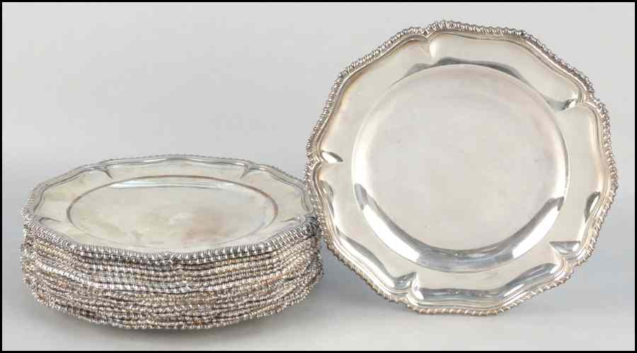 Appraisal: SET OF SIXTEEN ENGLISH SHEFFIELD SILVER PLATE CHARGERS Diameter ''