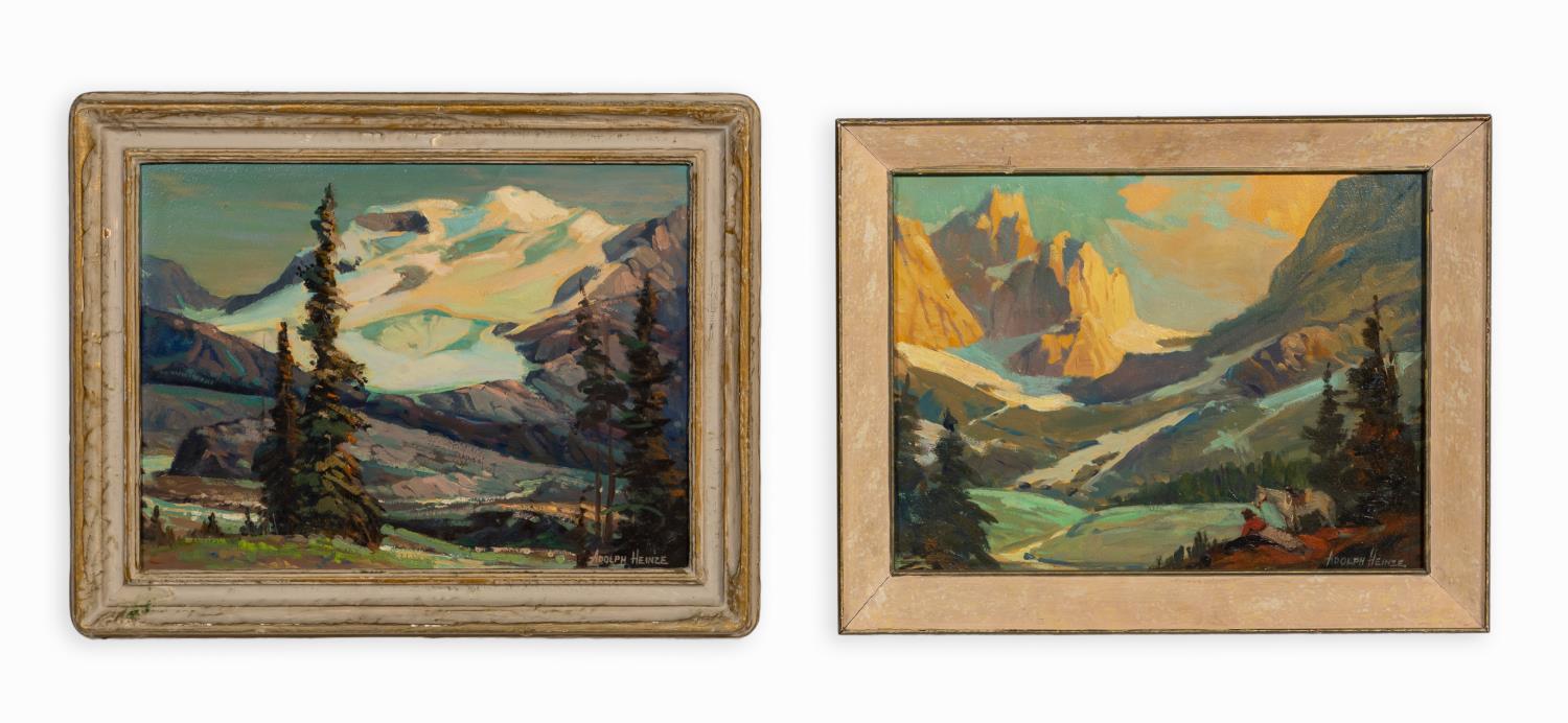 Appraisal: TWO OIL ON BOARD MT LANDSCAPES BY ADOLPH HEINZE Two