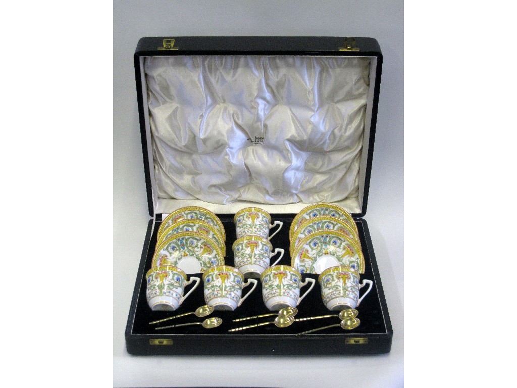 Appraisal: Cased set of six Royal Worcester coffee cups and saucers