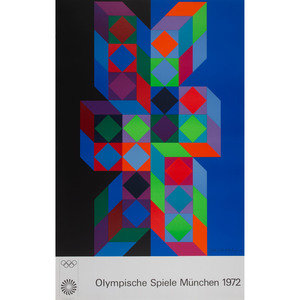 Appraisal: A Victor Vasarely Poster for Olympische Spiele Munchen Off-set lithographic