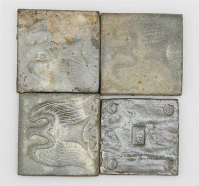 Appraisal: Four small Leach Pottery tiles three decorated with a phoenix