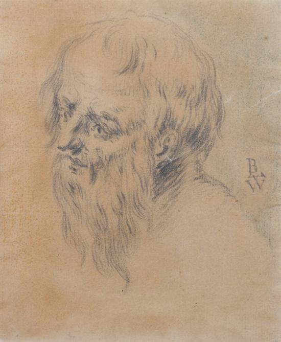 Appraisal: JACOB BECKER German - HEAD STUDY OF A BEARDED MAN