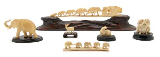 Appraisal: Group of Asian Ivory Figures comprised of two elephant bridges