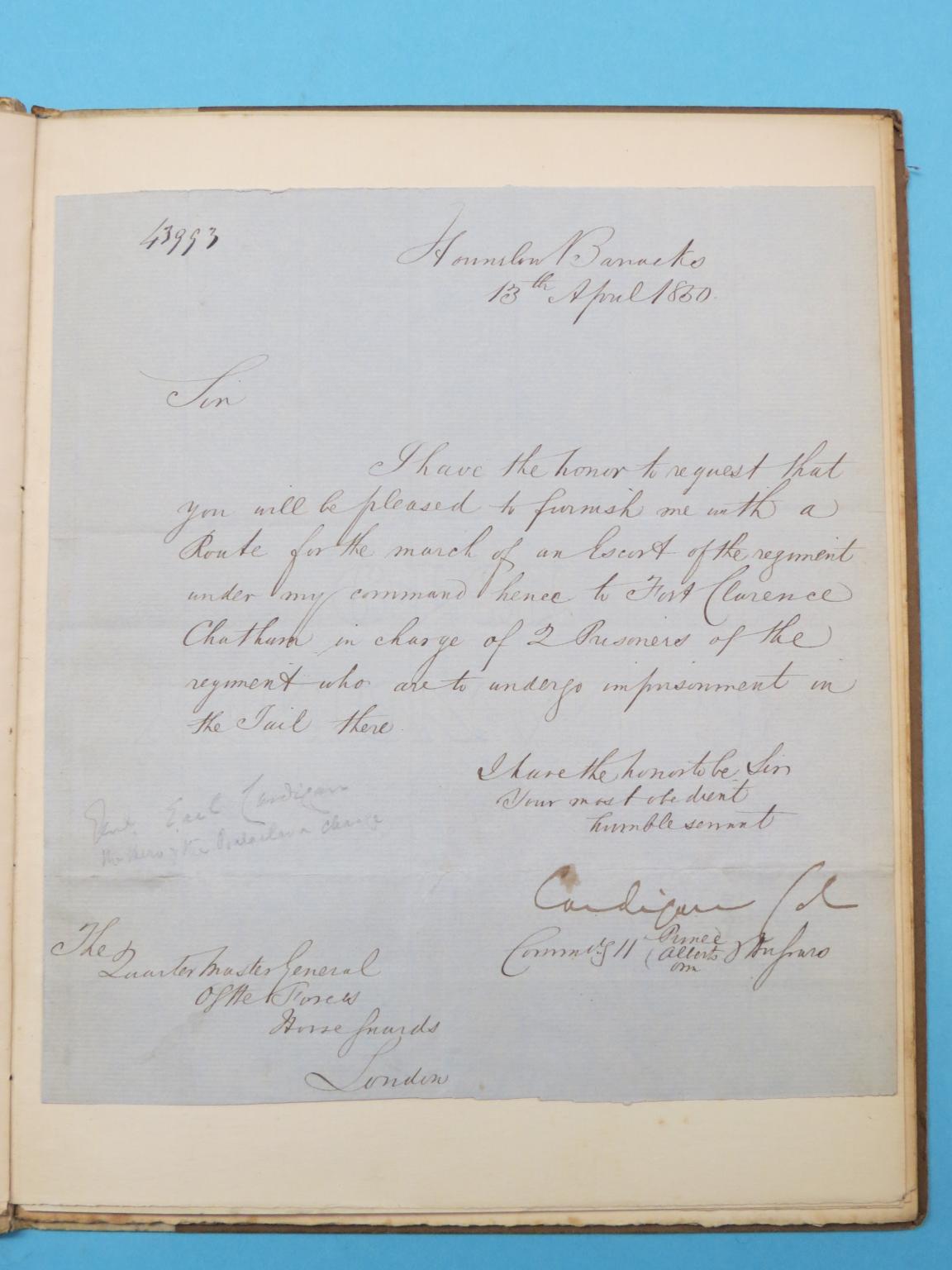 Appraisal: Earl of Cardigan - - hand-written letter signed th April