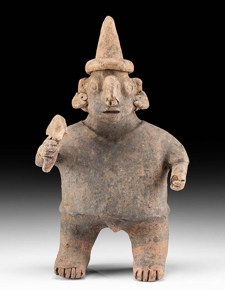 Appraisal: Nayarit Pottery Standing Male Figure w Tumi First Time At