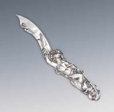 Appraisal: An Art Nouveau Style Sterling Silver Mermaid Letter Opener Sterling