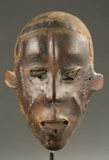 Appraisal: West African skin covered face mask th c West African