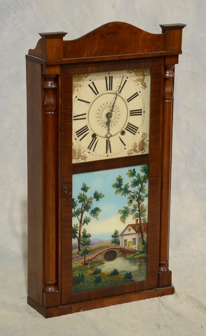 Appraisal: Mahogany half column shelf clock by Boardman Wells lacking weights