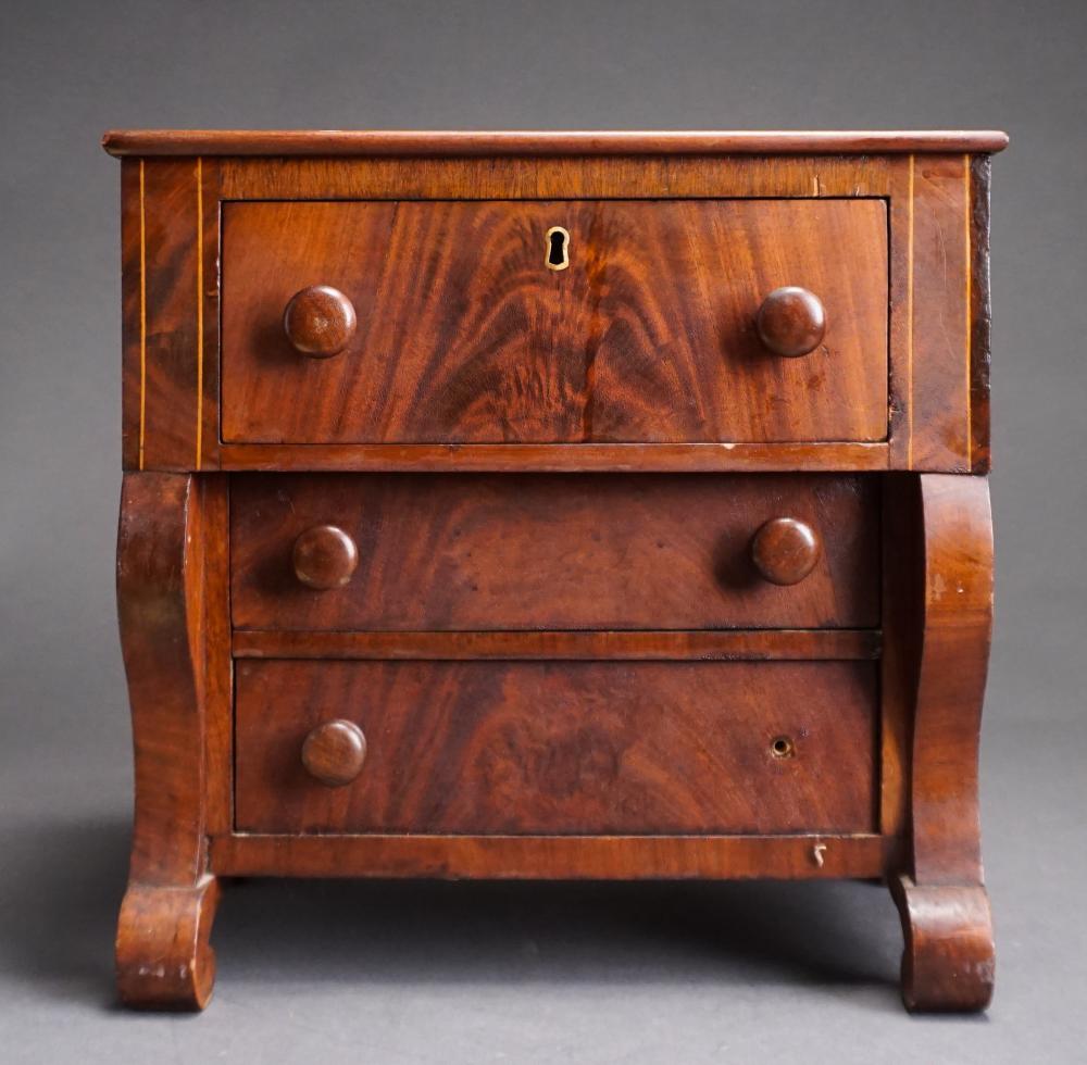 Appraisal: CLASSICAL STYLE INLAID MAHOGANY DIMINUTIVE CHEST OF DRAWERS X X