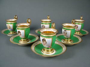 Appraisal: Sevres style part coffee service comprising six cups and saucers