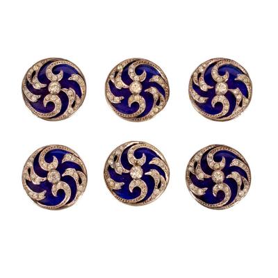 Appraisal: A set of six paste and blue enamel buttons of