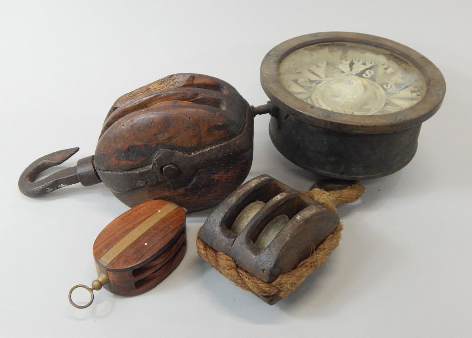 Appraisal: Various nautical related items to include a ship's compass a