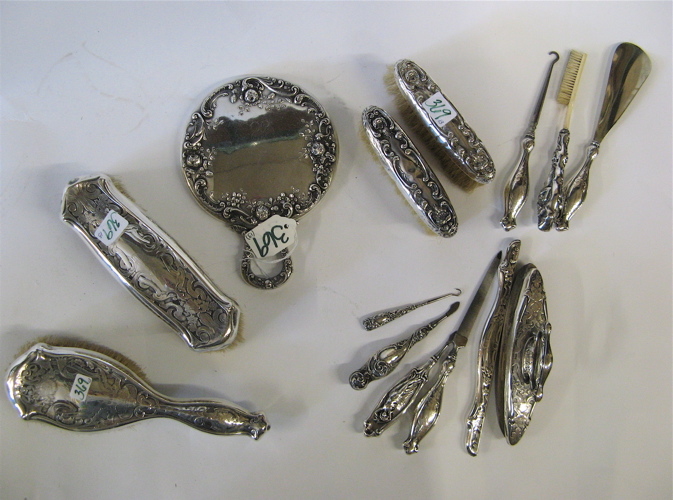 Appraisal: LADY'S THIRTEEN STERLING SILVER DRESSER ITEMS all ornately hand chased