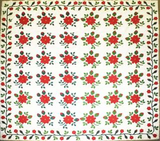 Appraisal: mid th c applique quilt top flower vine pattern fine