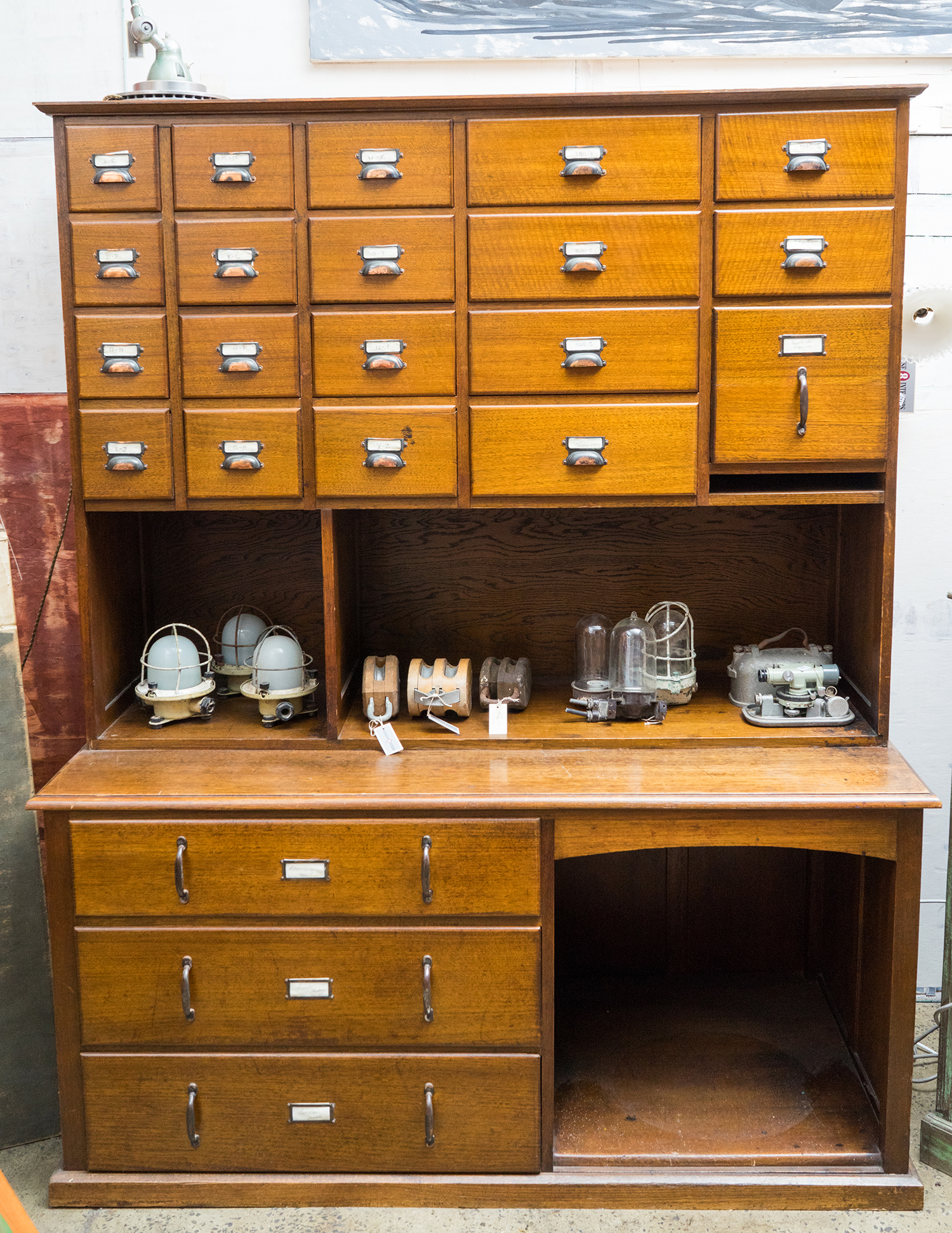 Appraisal: A MID th CENTURY AUSTRALIAN SECTIONAL WORK STATION Tasmanian oak