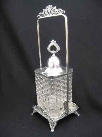 Appraisal: Victorian Pickle Castor panel cane squared glass insert fancy footed