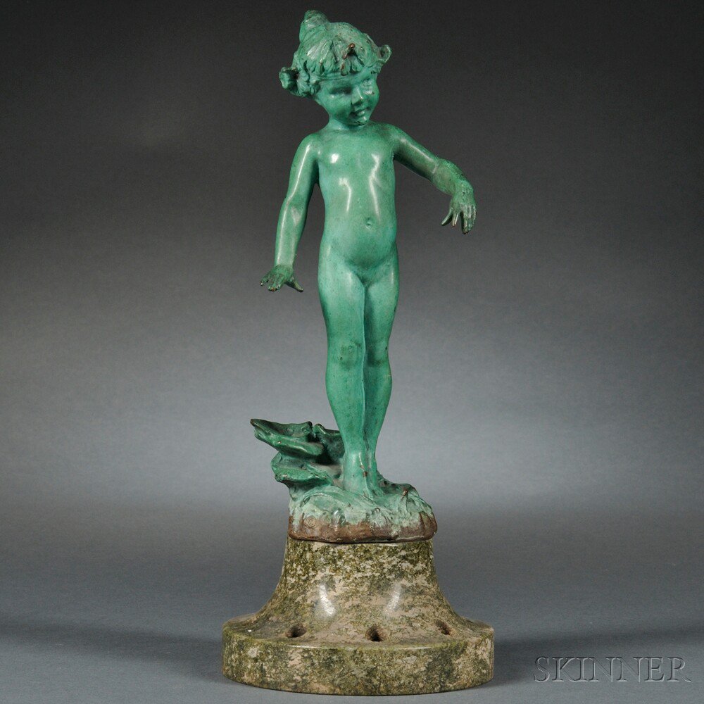 Appraisal: Bronze Figure of a Water Nymph th century green patination