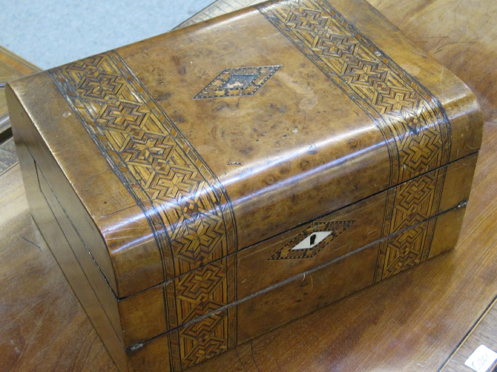 Appraisal: Parquetry inlaid writing box