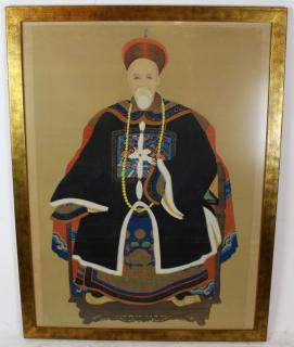 Appraisal: Chinese ancestral painting on silk Chinese ancestral painting on silk