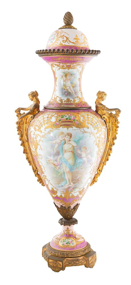 Appraisal: A FRENCH SEVRES STYLE ORMOLU-MOUNTED PORCELAIN VASE LATE TH-EARLY TH