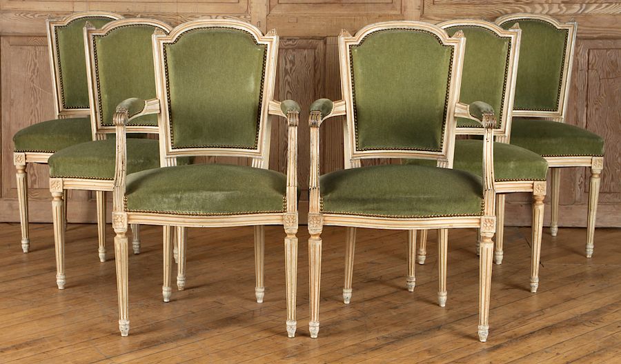 Appraisal: SET FRENCH LOUIS XVI STYLE DINING CHAIRS C A set