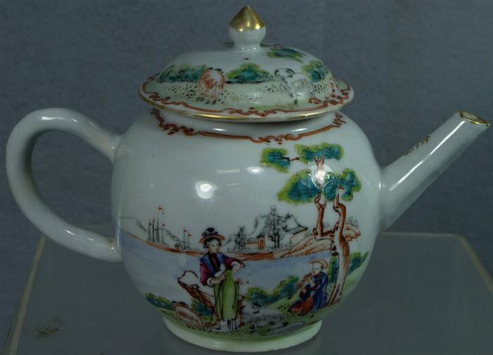 Appraisal: Chinese Export porcelain Famille Verte teapot with enameled landscape decoration