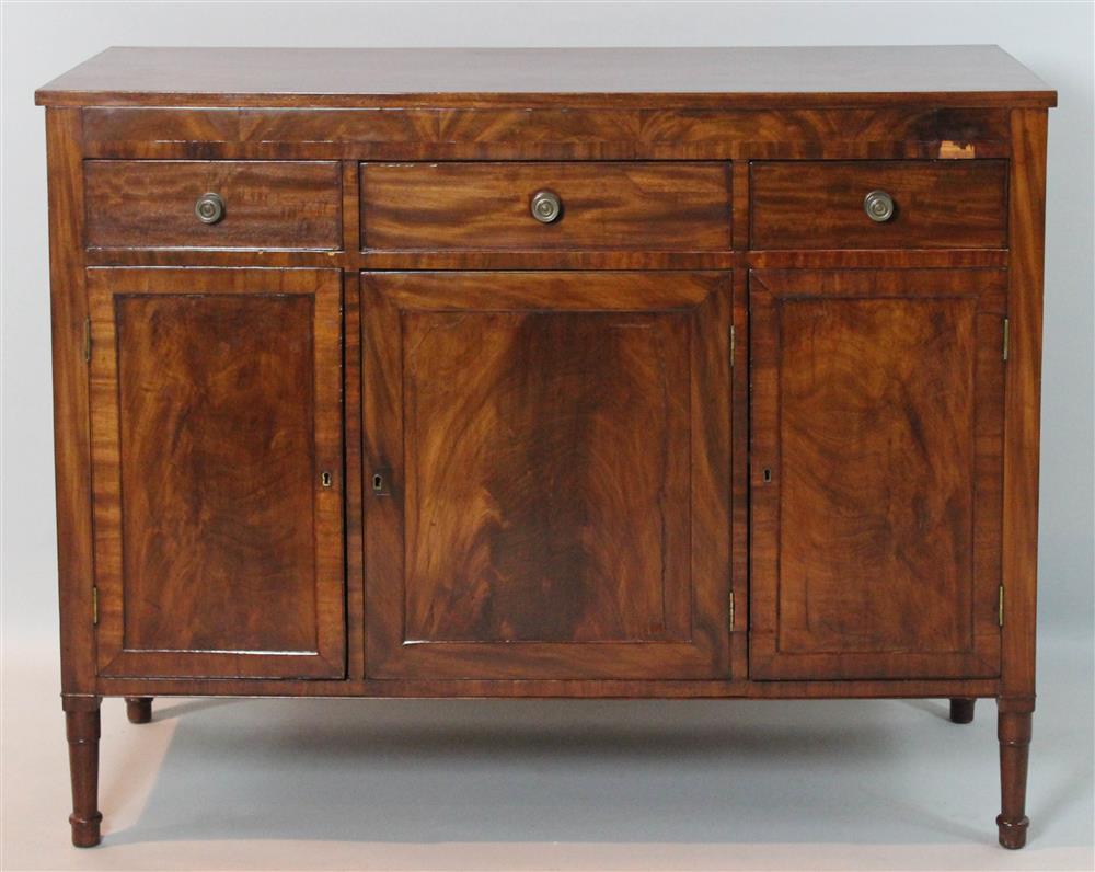 Appraisal: SOUTHERN FEDERAL MAHOGANY SIDEBOARD CIRCA having a rectangular top over