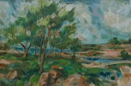 Appraisal: LYNN Nancy American - Large Fauvist style Coastal Landscape OIL