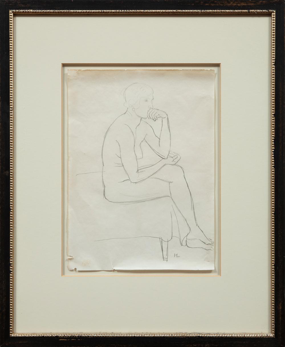 Appraisal: Hilding Linnqvist Swedish - Seated Nude graphite on paper initialed