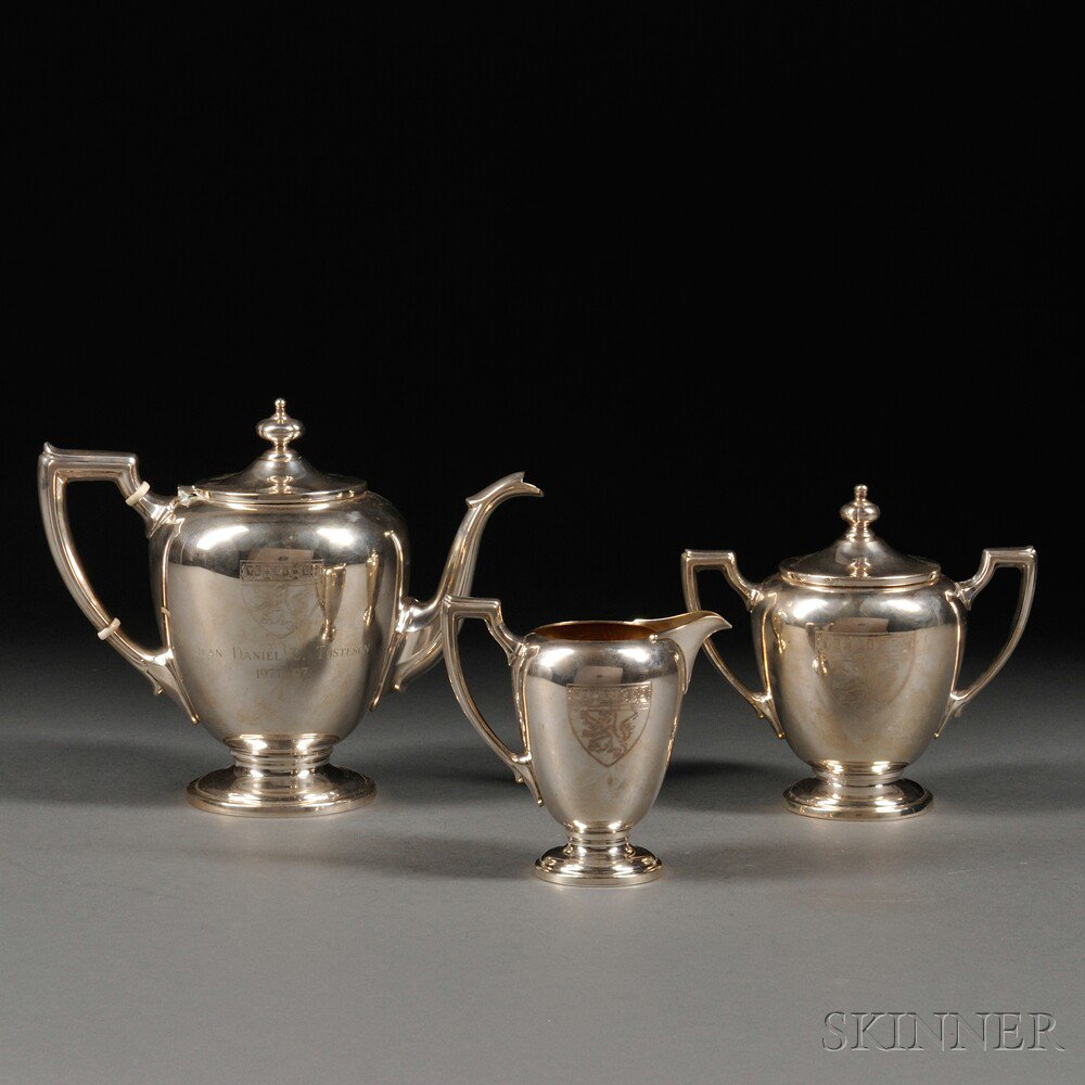 Appraisal: Three-piece Reed Barton Sterling Silver Tea Set Taunton Massachusetts late