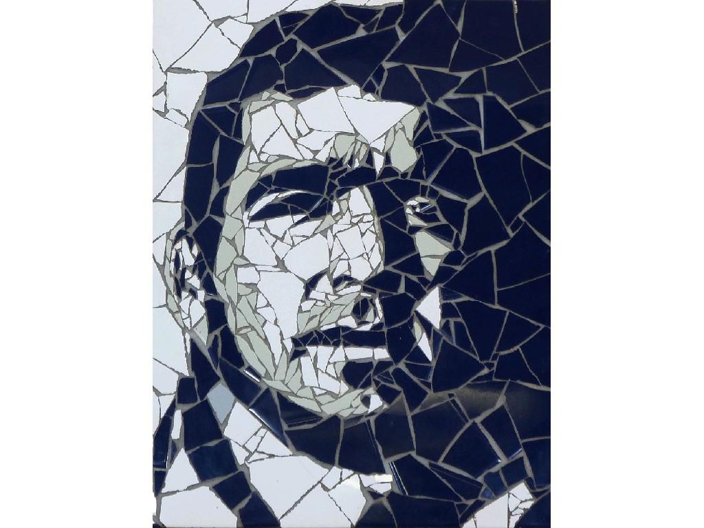 Appraisal: MARK KENNEDYTILE MOSAIC ON PANEL Head and shoulder portrait of