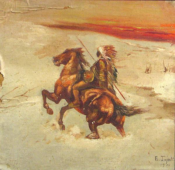 Appraisal: Eduardo Tojetti American - An Indian on horseback signed and