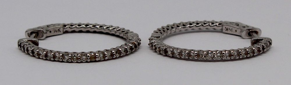 Appraisal: JEWELRY kt Gold and Diamond Hoop Earrings kt white gold