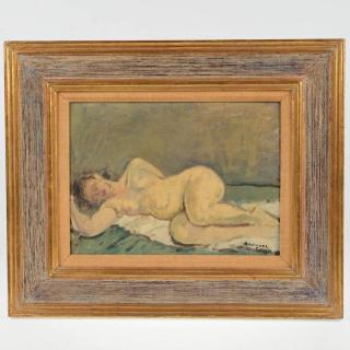 Appraisal: Raphael Soyer Reclining nude woman oil on canvas signed Raphael