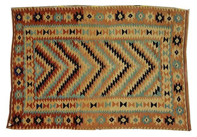 Appraisal: A TURKISH FINELY WOVEN KELIM with a diagonal zig zag