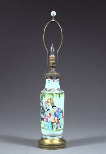 Appraisal: Kuang Hsu Polychromed Porcelain Baluster-Form Vase in Mothers and Sons