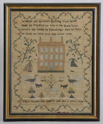 Appraisal: AMERICAN NEEDLEWORK SAMPLER Mary Fentun her sampler and age years