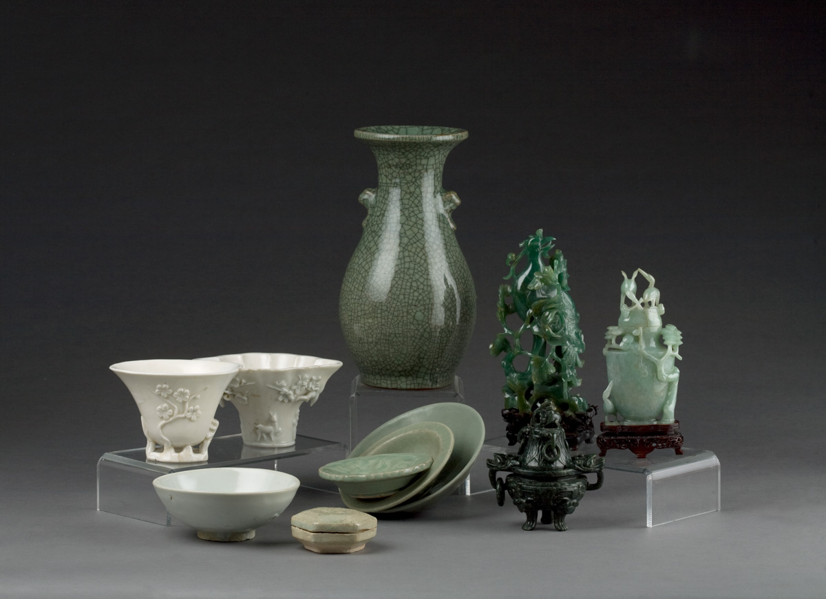 Appraisal: FOUR CHINESE BLANC DE CHINE OBJECTS Including two 'rhinoceros' libation