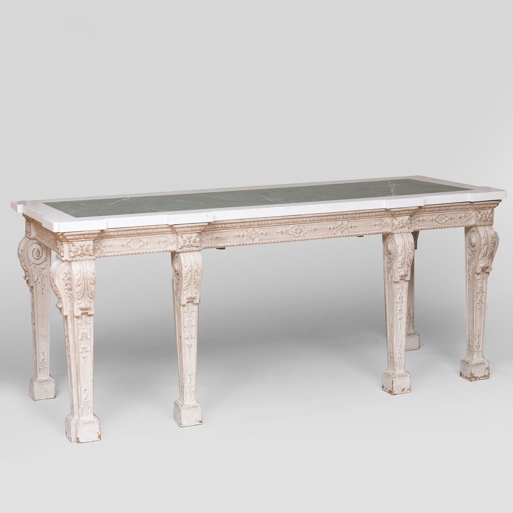 Appraisal: Late George II Style White Painted Wood Console Table Fourth