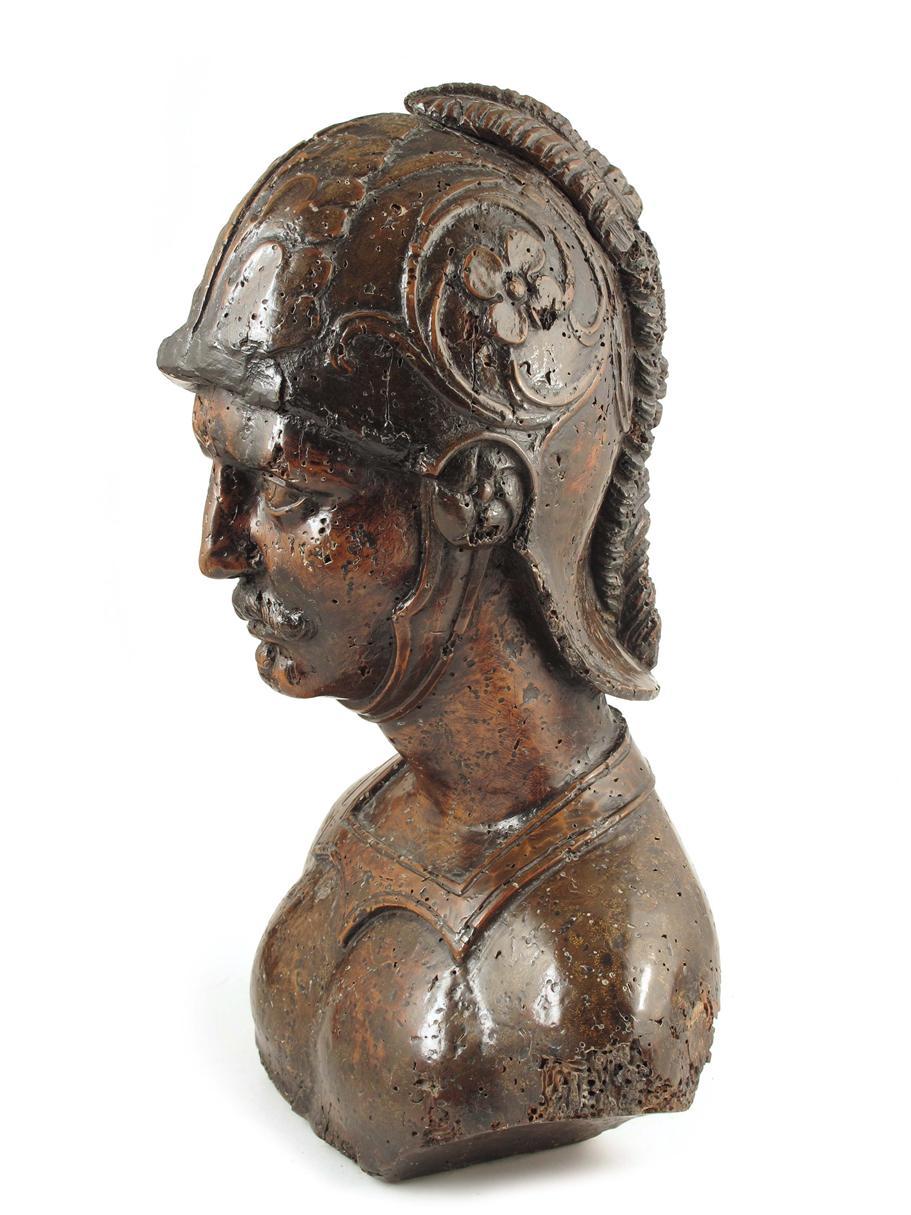 Appraisal: A th century continental carved walnut bust of a warrior