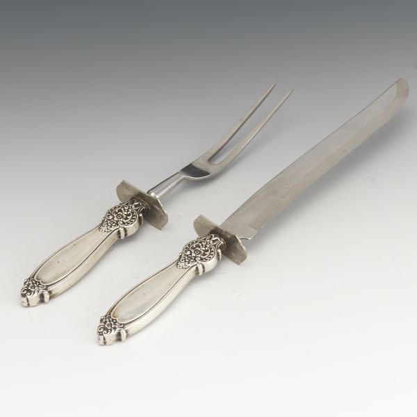 Appraisal: Frank M Whiting Co Sterling Silver Large Carving Set Antique