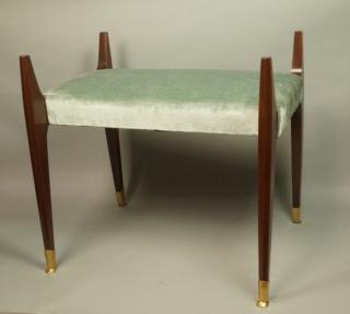 Appraisal: Modernist Italian Mahogany Upholstered Bench Stoo Modernist Italian Mahogany Upholstered