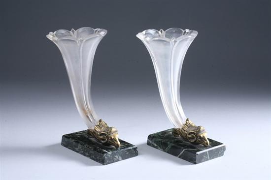 Appraisal: PAIR FRENCH BRONZE-DOR MOUNTED CUT-CRYSTAL VASES late th-early th century