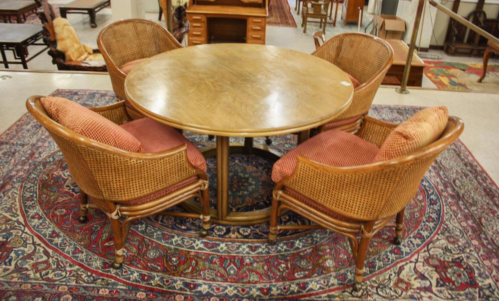 Appraisal: McGUIRE DINING TABLE AND FOUR CHAIRS SET McGuire Furniture Co