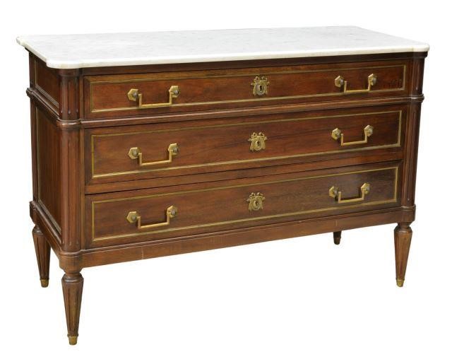 Appraisal: French Louis XVI style marble-top mahogany commode early th c