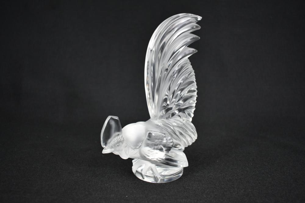 Appraisal: LALIQUE COLORLESS GLASS ROOSTERModern Lalique France in block letters Height